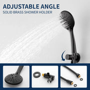 Two way Bathroom Shower Faucet Set with 10 inch Round ultra slim shower head & 5-Spray Hand Shower - Brushed Gold, Brushed Nickel, Matte Black shamanda-10-inch-shower-system-brushed-gold 