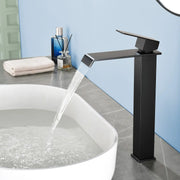 Vessel Sink Faucet Tall Single Control Waterfall Single Hole Deck Mount Bathroom Faucet With Pop-Up Faucet Stopper - Matte Black, Brushed Nickel, Brushed Gold tall-single-control-waterfall-bathroom-vessel-sink-faucet-with-faucet-stopper 