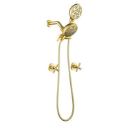 Wall Mount 4.7 Inch Rainfall Dual Shower Head System with 7-Mode Handheld Shower and 2-Cross Handle wall-mount-4-7-inch-rainfall-dual-shower-head-system-with-7-mode-handheld-shower-and-2-cross-handle Brushed Gold / Brass & SUS304 & ABS / 17.3*10.1*5.4 inches