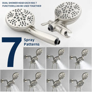 Wall Mount 4.7 Inch Rainfall Dual Shower Head System with 7-Mode Handheld Shower and 2-Cross Handle wall-mount-4-7-inch-rainfall-dual-shower-head-system-with-7-mode-handheld-shower-and-2-cross-handle 