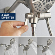 Wall Mount 4.7 Inch Rainfall Dual Shower Head System with 7-Mode Handheld Shower and 2-Cross Handle wall-mount-4-7-inch-rainfall-dual-shower-head-system-with-7-mode-handheld-shower-and-2-cross-handle 