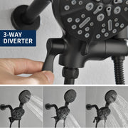 Wall Mount 4.7 Inch Rainfall Dual Shower Head System with 7-Mode Handheld Shower and 2-Cross Handle wall-mount-4-7-inch-rainfall-dual-shower-head-system-with-7-mode-handheld-shower-and-2-cross-handle 