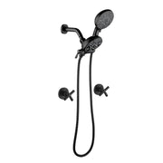 Wall Mount 4.7 Inch Rainfall Dual Shower Head System with 7-Mode Handheld Shower and 2-Cross Handle wall-mount-4-7-inch-rainfall-dual-shower-head-system-with-7-mode-handheld-shower-and-2-cross-handle Matte Black / Brass & SUS304 & ABS / 17.3*10.1*5.4 inches