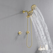 Wall Mount 4.7 Inch Rainfall Dual Shower Head System with 7-Mode Handheld Shower and 2-Cross Handle wall-mount-4-7-inch-rainfall-dual-shower-head-system-with-7-mode-handheld-shower-and-2-cross-handle 