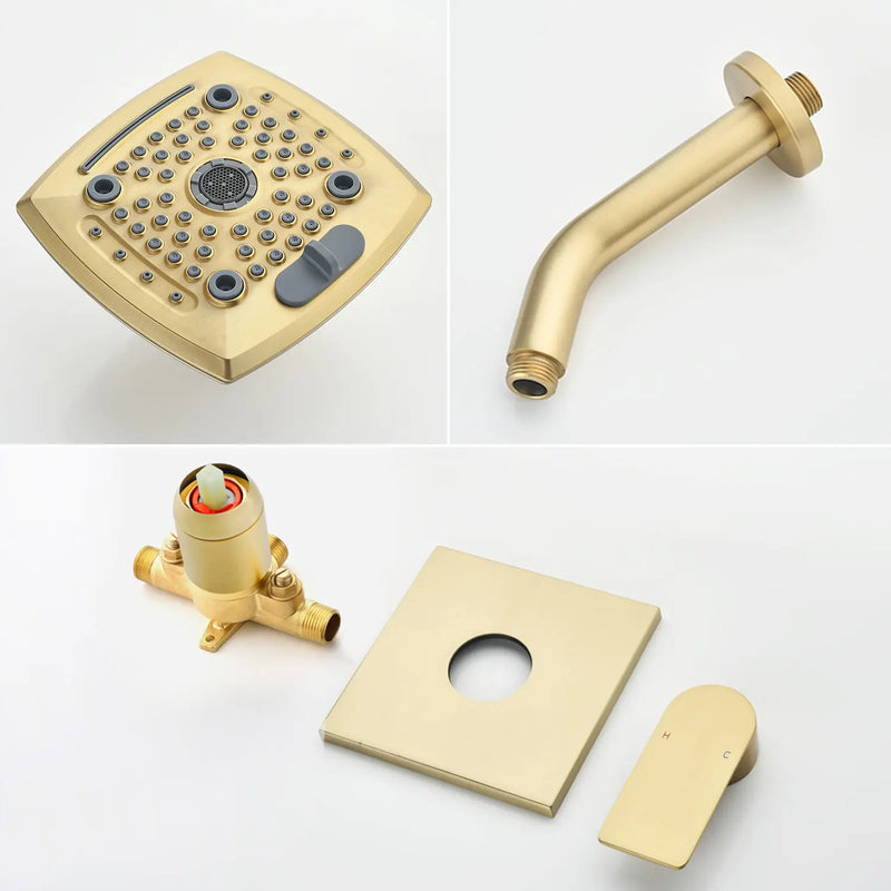 Wall Mount 5-Spray Shower Trim Kit 1-Handle Single Function Pressure Balancing Shower System - Matte Black, Brushed Nickel, Brushed Gold wall-mount-5-spray-shower-trim-kit-1-handle-single-function-pressure-balancing-shower-system-matte-black-brushed-nickel-brushed-gold 