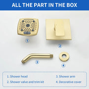 Wall Mount 5-Spray Shower Trim Kit 1-Handle Single Function Pressure Balancing Shower System - Matte Black, Brushed Nickel, Brushed Gold wall-mount-5-spray-shower-trim-kit-1-handle-single-function-pressure-balancing-shower-system-matte-black-brushed-nickel-brushed-gold 