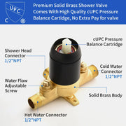 Wall Mount 5-Spray Shower Trim Kit 1-Handle Single Function Pressure Balancing Shower System - Matte Black, Brushed Nickel, Brushed Gold wall-mount-5-spray-shower-trim-kit-1-handle-single-function-pressure-balancing-shower-system-matte-black-brushed-nickel-brushed-gold 