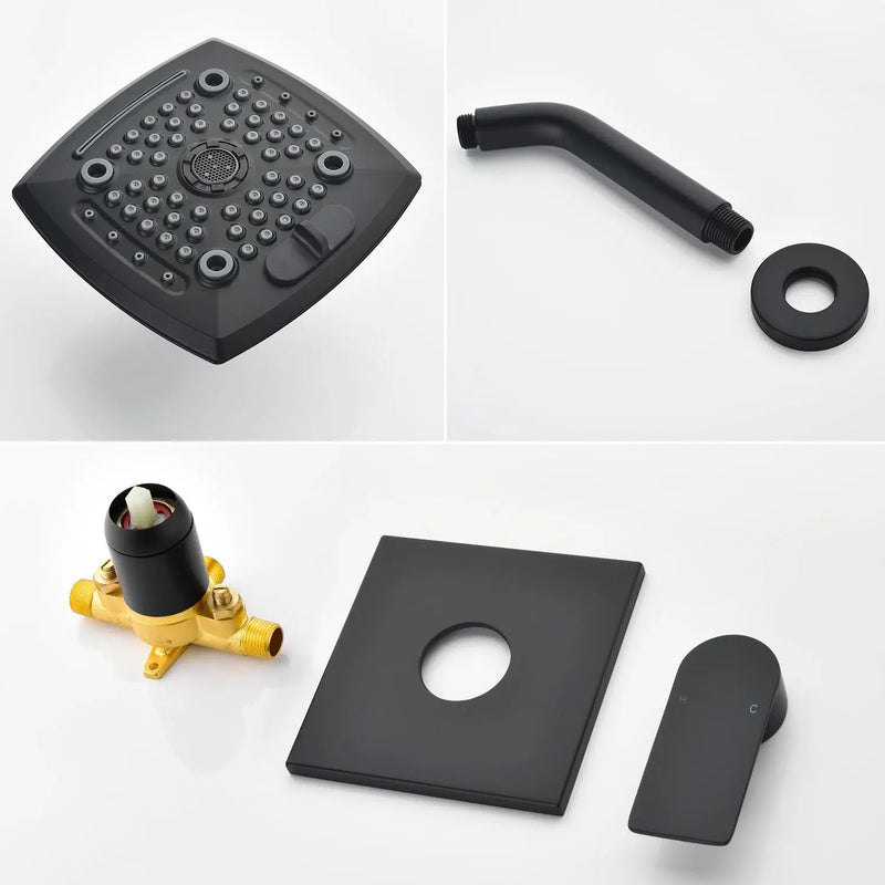 Wall Mount 5-Spray Shower Trim Kit 1-Handle Single Function Pressure Balancing Shower System - Matte Black, Brushed Nickel, Brushed Gold wall-mount-5-spray-shower-trim-kit-1-handle-single-function-pressure-balancing-shower-system-matte-black-brushed-nickel-brushed-gold 