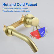 Wall Mount Lavatory Faucet Single Handle Brass Bathroom Sink Faucet 1.2 GPM in Matte Black, brushed gold single-handle-brass-wall-mount-lavatory-faucet-1-2-gpm-in-matte-black 