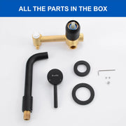 Wall Mount Lavatory Faucet Single Handle Brass Bathroom Sink Faucet 1.2 GPM in Matte Black, brushed gold single-handle-brass-wall-mount-lavatory-faucet-1-2-gpm-in-matte-black 