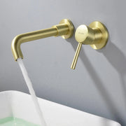 Wall Mount Lavatory Faucet Single Handle Brass Bathroom Sink Faucet 1.2 GPM in Matte Black, brushed gold single-handle-brass-wall-mount-lavatory-faucet-1-2-gpm-in-matte-black 