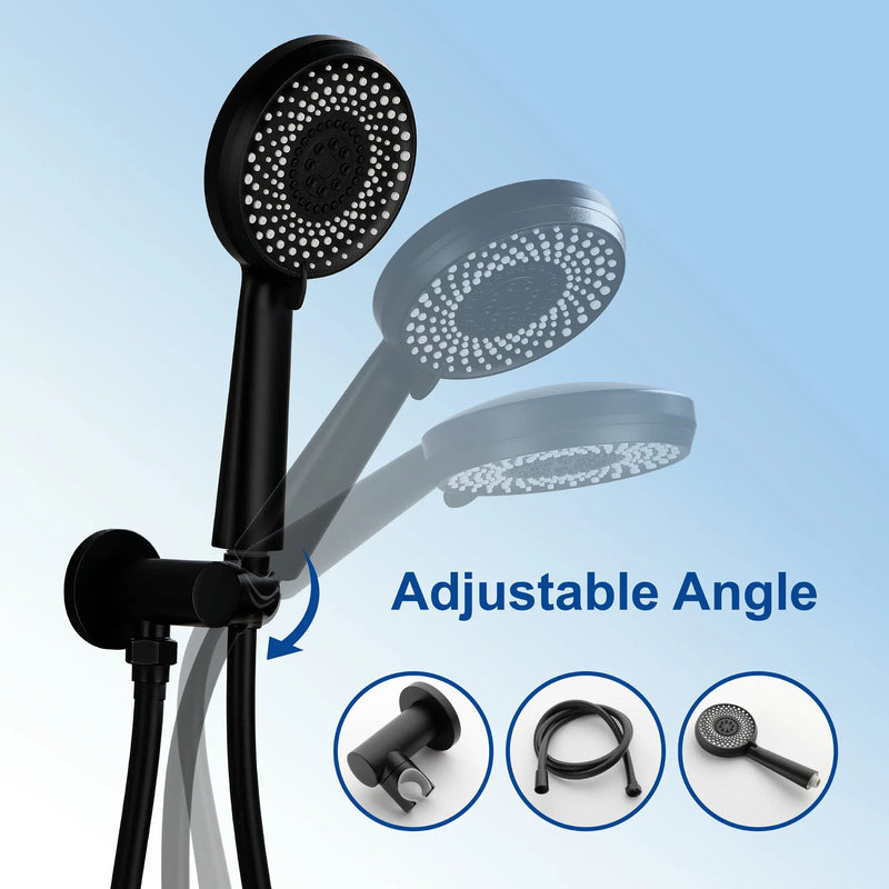 Wall Mount Round 2 way shower kit 9 inch ABS Shower Heads set with 6-spray Hand Shower in Matte Black wall-mount-round-2-way-shower-kit-9-inch-abs-shower-heads-set-with-6-spray-hand-shower-in-matte-black 