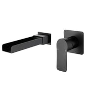 Wall Mount Tub Filler Waterfall Bathtub Faucet High Flow Bath Filler Faucet with Extra Long Spout Bathroom Faucets with Rough-in Valve Trim kit wall-mount-tub-filler-waterfall-bathtub-faucet-high-flow-bath-filler-faucet-with-extra-long-spout-bathroom-faucets-with-rough-in-valve-trim-kit Matte Black / Brass & Stainless Steel