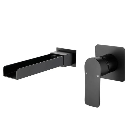 Wall Mount Tub Filler Waterfall Bathtub Faucet High Flow Bath Filler Faucet with Extra Long Spout Bathroom Faucets with Rough-in Valve Trim kit wall-mount-tub-filler-waterfall-bathtub-faucet-high-flow-bath-filler-faucet-with-extra-long-spout-bathroom-faucets-with-rough-in-valve-trim-kit Matte Black / Brass & Stainless Steel