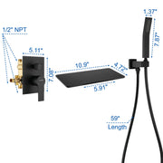 Wall Mount Tub Filler with Hand Shower, Single Handle Brass Tub Shower Faucet Set shamanda-wall-mount-tub-filler 