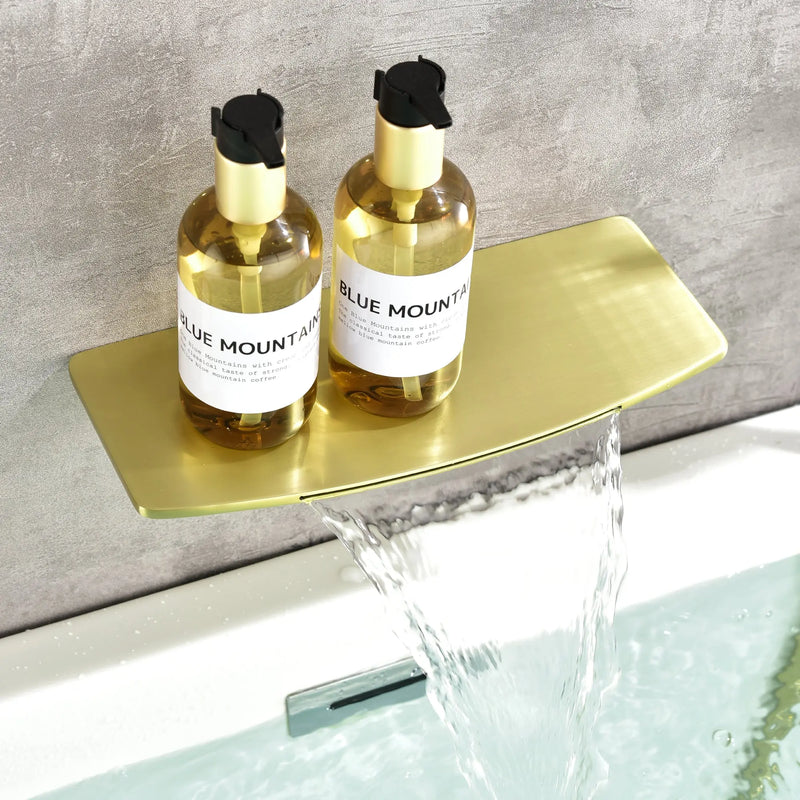 Wall Mount Tub Filler with Hand Shower, Single Handle Brass Tub Shower Faucet Set shamanda-wall-mount-tub-filler 