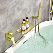 Wall Mount Tub Filler with Hand Shower, Single Handle Brass Tub Shower Faucet Set shamanda-wall-mount-tub-filler 
