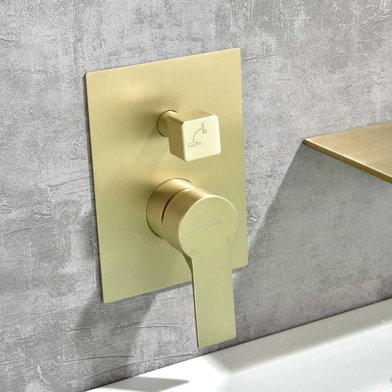 Wall Mount Tub Filler with Hand Shower, Single Handle Brass Tub Shower Faucet Set shamanda-wall-mount-tub-filler 