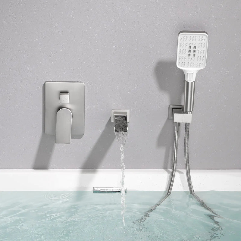 Wall Mount Waterfall Bathtub Faucet with 3 Modes Hand Sprayer Tub Filler Faucet with Rough-in Valve Trim Kit wall-mount-waterfall-bathtub-faucets-with-sprayer-tub-filler-faucet-tub-shower-faucet-set-with-rough-in-valve-trim-kit 