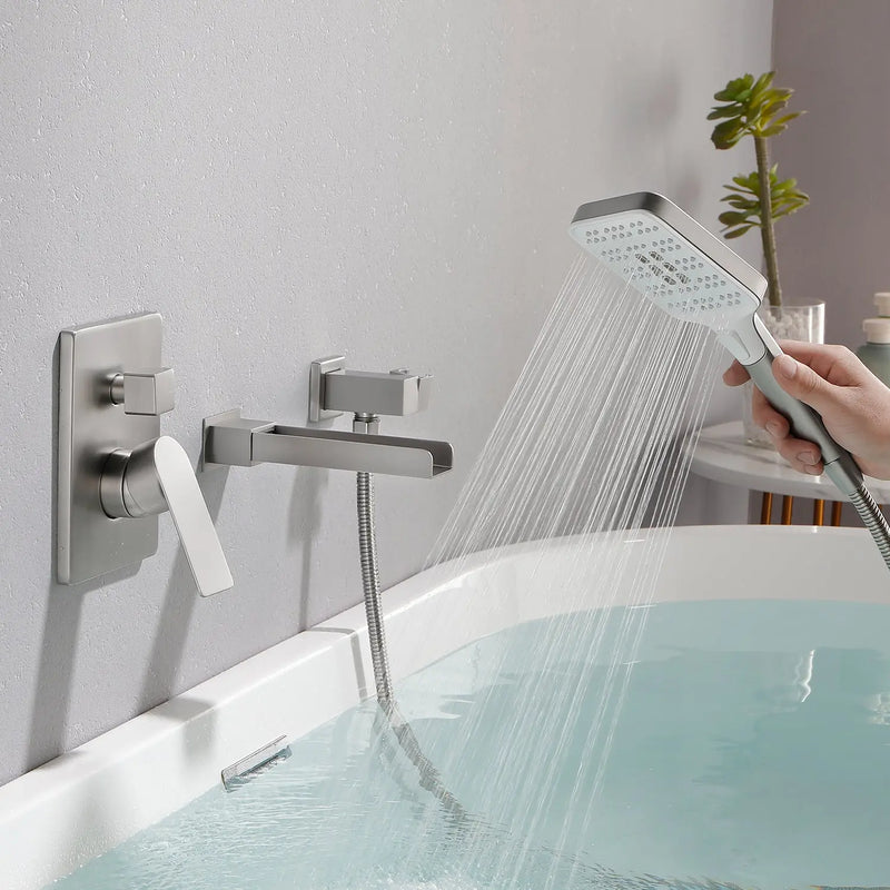 Wall Mount Waterfall Bathtub Faucet with 3 Modes Hand Sprayer Tub Filler Faucet with Rough-in Valve Trim Kit wall-mount-waterfall-bathtub-faucets-with-sprayer-tub-filler-faucet-tub-shower-faucet-set-with-rough-in-valve-trim-kit 
