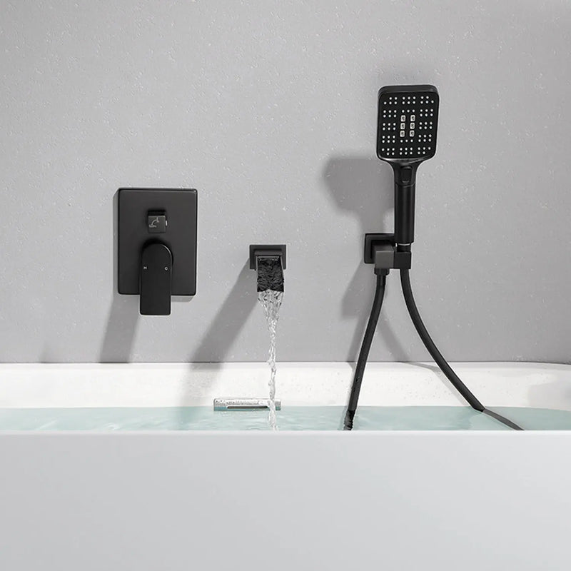 Wall Mount Waterfall Bathtub Faucet with 3 Modes Hand Sprayer Tub Filler Faucet with Rough-in Valve Trim Kit wall-mount-waterfall-bathtub-faucets-with-sprayer-tub-filler-faucet-tub-shower-faucet-set-with-rough-in-valve-trim-kit 