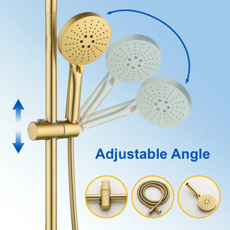 Wall Mounted 2-Function Exposed Shower Faucet with Slide Bar, 10Inch ABS Round Shower Head, 3-Setting Handheld Shower wall-mounted-2-function-exposed-shower-faucet-with-slide-bar-10inch-abs-round-shower-head-3-setting-handheld-shower 