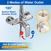 Wall Mounted 2-Function Exposed Shower Faucet with Slide Bar, 10Inch ABS Round Shower Head, 3-Setting Handheld Shower wall-mounted-2-function-exposed-shower-faucet-with-slide-bar-10inch-abs-round-shower-head-3-setting-handheld-shower 