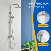 Wall Mounted 2-Function Exposed Shower Faucet with Slide Bar, 10Inch ABS Round Shower Head, 3-Setting Handheld Shower wall-mounted-2-function-exposed-shower-faucet-with-slide-bar-10inch-abs-round-shower-head-3-setting-handheld-shower Brushed Nickel / Brass & SUS304 & ABS / 37*16.9*6.3inches