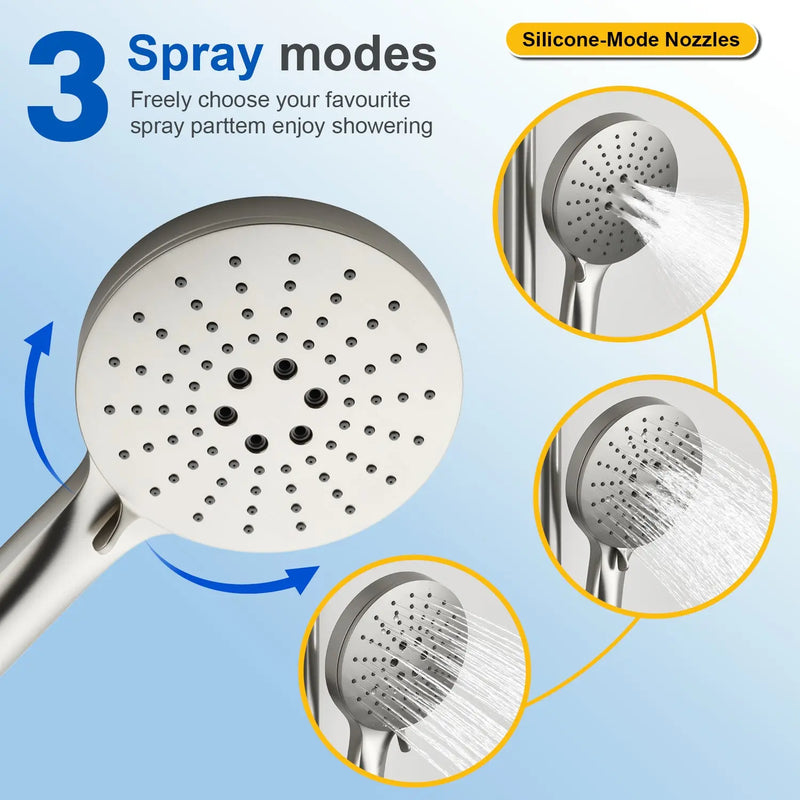 Wall Mounted 2-Function Exposed Shower Faucet with Slide Bar, 10Inch ABS Round Shower Head, 3-Setting Handheld Shower wall-mounted-2-function-exposed-shower-faucet-with-slide-bar-10inch-abs-round-shower-head-3-setting-handheld-shower 