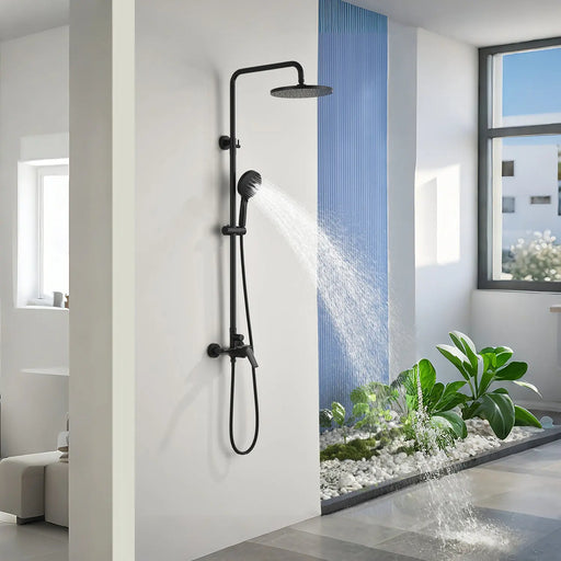 Wall Mounted 2-Function Exposed Shower Faucet with Slide Bar, 10Inch ABS Round Shower Head, 3-Setting Handheld Shower wall-mounted-2-function-exposed-shower-faucet-with-slide-bar-10inch-abs-round-shower-head-3-setting-handheld-shower 