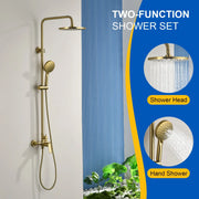 Wall Mounted 2-Function Exposed Shower Faucet with Slide Bar, 10Inch ABS Round Shower Head, 3-Setting Handheld Shower wall-mounted-2-function-exposed-shower-faucet-with-slide-bar-10inch-abs-round-shower-head-3-setting-handheld-shower Brushed Gold / Brass & SUS304 & ABS / 37*16.9*6.3inches