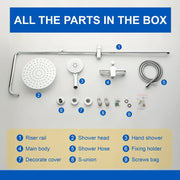 Wall Mounted 2-Function Exposed Shower Faucet with Slide Bar, 10Inch ABS Round Shower Head, 3-Setting Handheld Shower wall-mounted-2-function-exposed-shower-faucet-with-slide-bar-10inch-abs-round-shower-head-3-setting-handheld-shower 