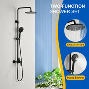 Wall Mounted 2-Function Exposed Shower Faucet with Slide Bar, 10Inch ABS Round Shower Head, 3-Setting Handheld Shower wall-mounted-2-function-exposed-shower-faucet-with-slide-bar-10inch-abs-round-shower-head-3-setting-handheld-shower Matte Black / Brass & SUS304 & ABS / 37*16.9*6.3inches