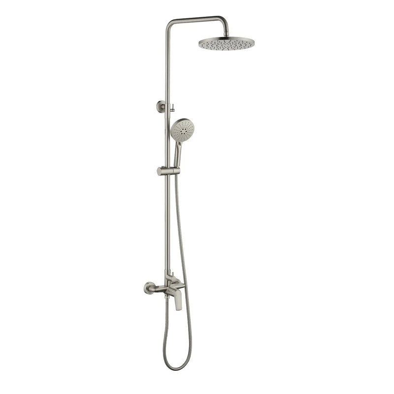 Wall Mounted 2-Function Exposed Shower Faucet with Slide Bar, 10Inch ABS Round Shower Head, 3-Setting Handheld Shower wall-mounted-2-function-exposed-shower-faucet-with-slide-bar-10inch-abs-round-shower-head-3-setting-handheld-shower 