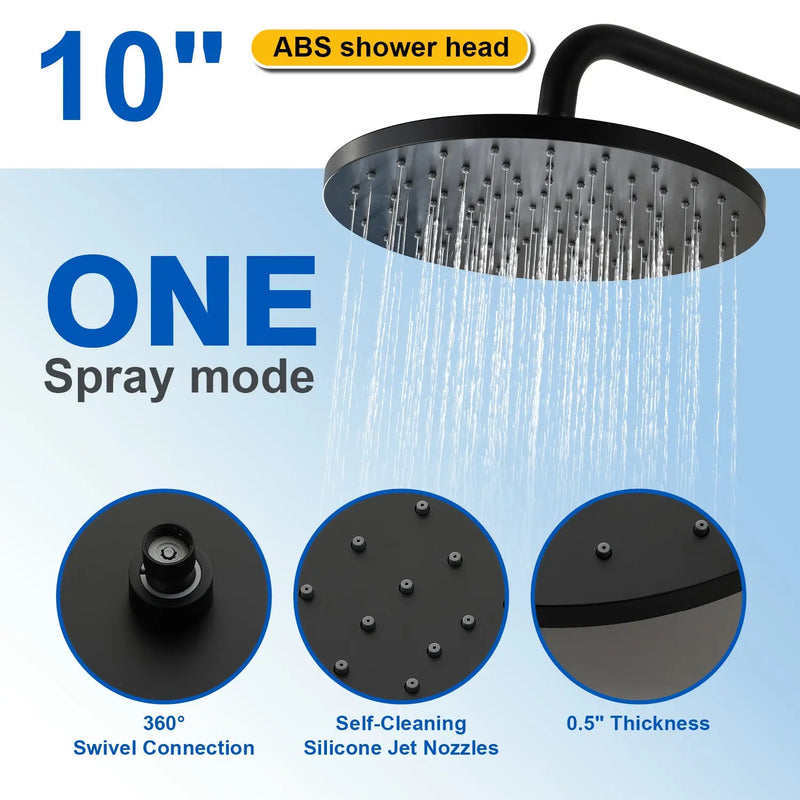 Wall Mounted 2-Function Exposed Shower Faucet with Slide Bar, 10Inch ABS Round Shower Head, 3-Setting Handheld Shower wall-mounted-2-function-exposed-shower-faucet-with-slide-bar-10inch-abs-round-shower-head-3-setting-handheld-shower 