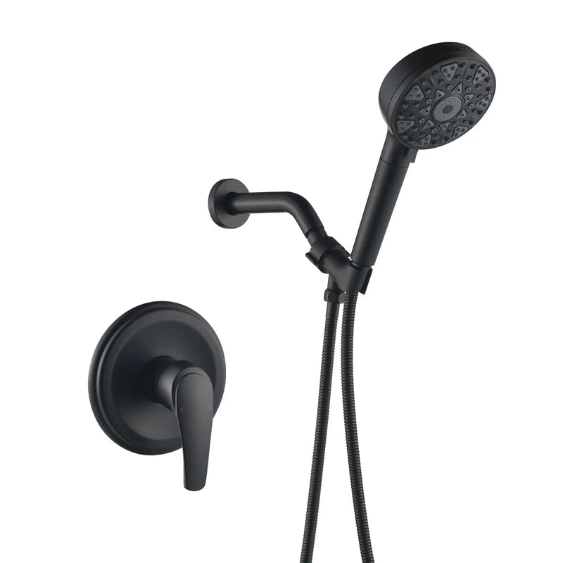 Wall Mounted Adjustable High Pressure 7-Spray Settings Filtered Handheld Shower with Valve wall-mounted-adjustable-high-pressure-7-spray-settings-filtered-handheld-shower-with-valve Matte Black / Brass & SUS304 & ABS / 6.3*6.3*9.4 inches