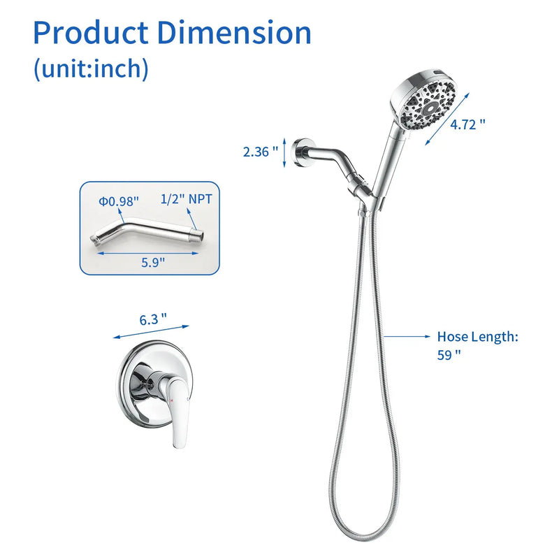 Wall Mounted Adjustable High Pressure 7-Spray Settings Filtered Handheld Shower with Valve wall-mounted-adjustable-high-pressure-7-spray-settings-filtered-handheld-shower-with-valve 