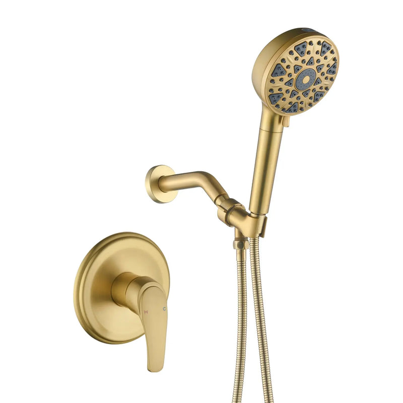 Wall Mounted Adjustable High Pressure 7-Spray Settings Filtered Handheld Shower with Valve wall-mounted-adjustable-high-pressure-7-spray-settings-filtered-handheld-shower-with-valve Brushed Gold / Brass & SUS304 & ABS / 6.3*6.3*9.4 inches