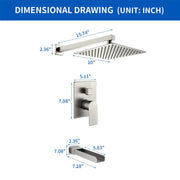 Wall Mounted Rainfall Bathroom Shower System 10 Inch square Rain Shower Head with Waterfall Spout wall-mounted-rainfall-bathroom-shower-system-10-inch-square-rain-shower-head-with-waterfall-spout 