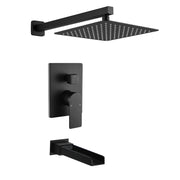 Wall Mounted Rainfall Bathroom Shower System 10 Inch square Rain Shower Head with Waterfall Spout wall-mounted-rainfall-bathroom-shower-system-10-inch-square-rain-shower-head-with-waterfall-spout Matte Black / Brass & SUS304 / 17.5*13.4*5.5 inches