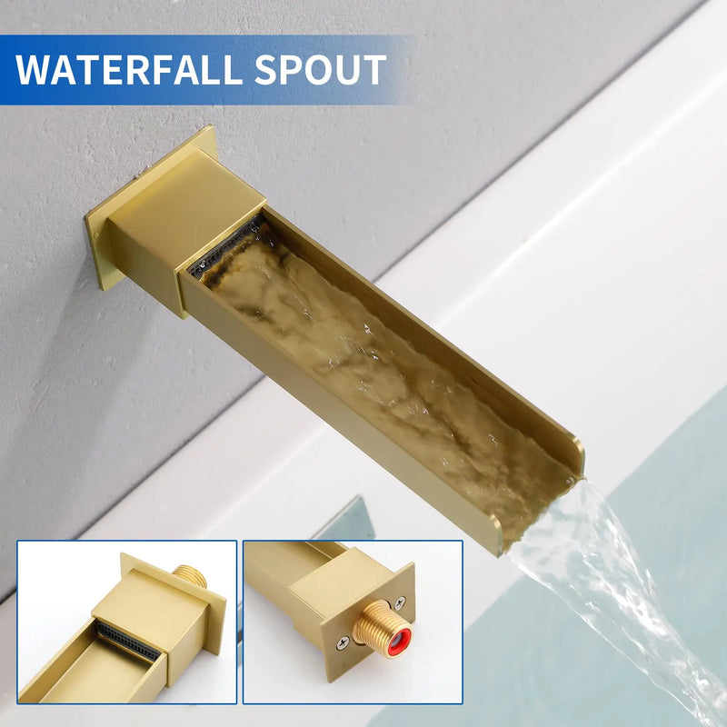Wall Mounted Rainfall Bathroom Shower System 10 Inch square Rain Shower Head with Waterfall Spout wall-mounted-rainfall-bathroom-shower-system-10-inch-square-rain-shower-head-with-waterfall-spout 