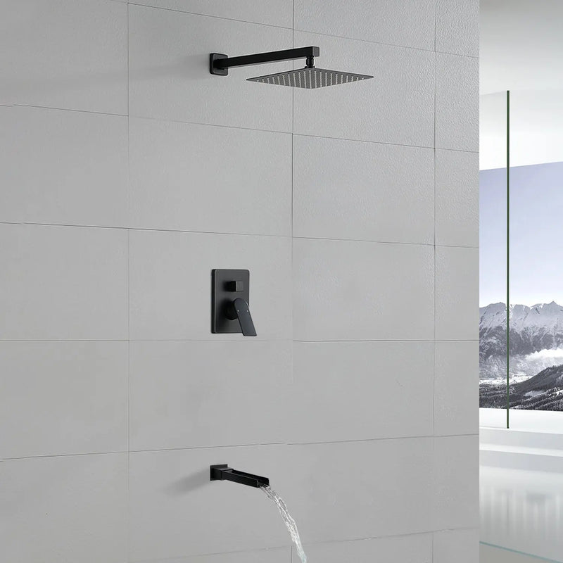 Wall Mounted Rainfall Bathroom Shower System 10 Inch square Rain Shower Head with Waterfall Spout wall-mounted-rainfall-bathroom-shower-system-10-inch-square-rain-shower-head-with-waterfall-spout 