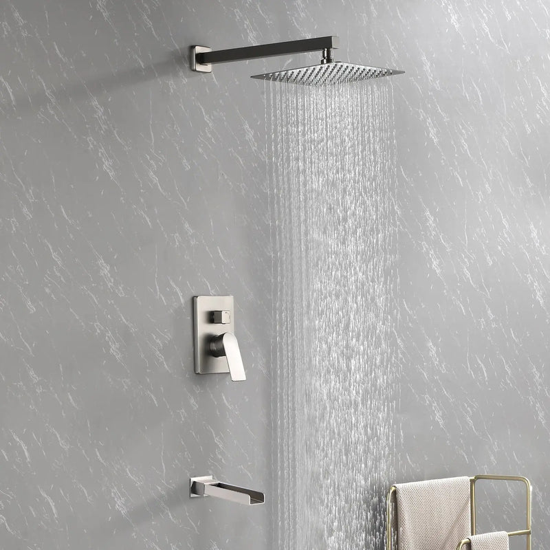 Wall Mounted Rainfall Bathroom Shower System 10 Inch square Rain Shower Head with Waterfall Spout wall-mounted-rainfall-bathroom-shower-system-10-inch-square-rain-shower-head-with-waterfall-spout 