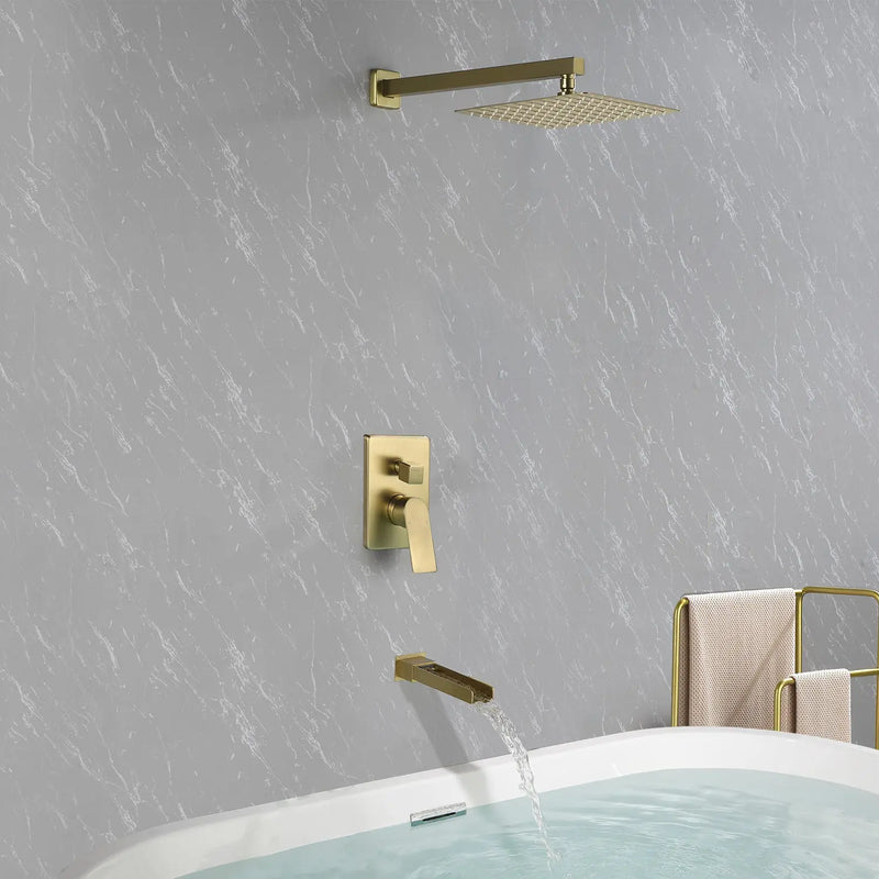 Wall Mounted Rainfall Bathroom Shower System 10 Inch square Rain Shower Head with Waterfall Spout wall-mounted-rainfall-bathroom-shower-system-10-inch-square-rain-shower-head-with-waterfall-spout 