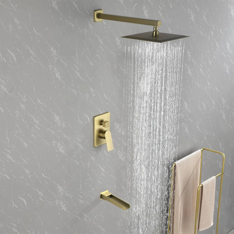 Wall Mounted Rainfall Bathroom Shower System 10 Inch square Rain Shower Head with Waterfall Spout wall-mounted-rainfall-bathroom-shower-system-10-inch-square-rain-shower-head-with-waterfall-spout 
