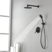 Wall Mounted Shower System Set with 9" Rain Shower head and 5-Setting High Pressure Handheld Shower shamanda-wall-mounted-shower-system-matte-black 