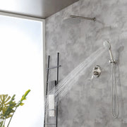 Wall Mounted Shower System Set with 9" Rain Shower head and 5-Setting High Pressure Handheld Shower shamanda-wall-mounted-shower-system-matte-black 