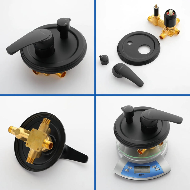 Wall Mounted Shower System Set with 9" Rain Shower head and 5-Setting High Pressure Handheld Shower shamanda-wall-mounted-shower-system-matte-black 