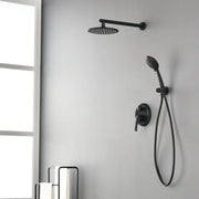 Wall Mounted Shower System Set with 9" Rain Shower head and 5-Setting High Pressure Handheld Shower shamanda-wall-mounted-shower-system-matte-black 