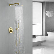 Wall Mounted Shower System Set with 9" Rain Shower head and 5-Setting High Pressure Handheld Shower shamanda-wall-mounted-shower-system-matte-black 